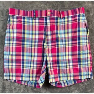 Polo Golf Ralph Lauren Plaid Shorts Mens 36 7" Inseam Pink Blue Green Plaid
